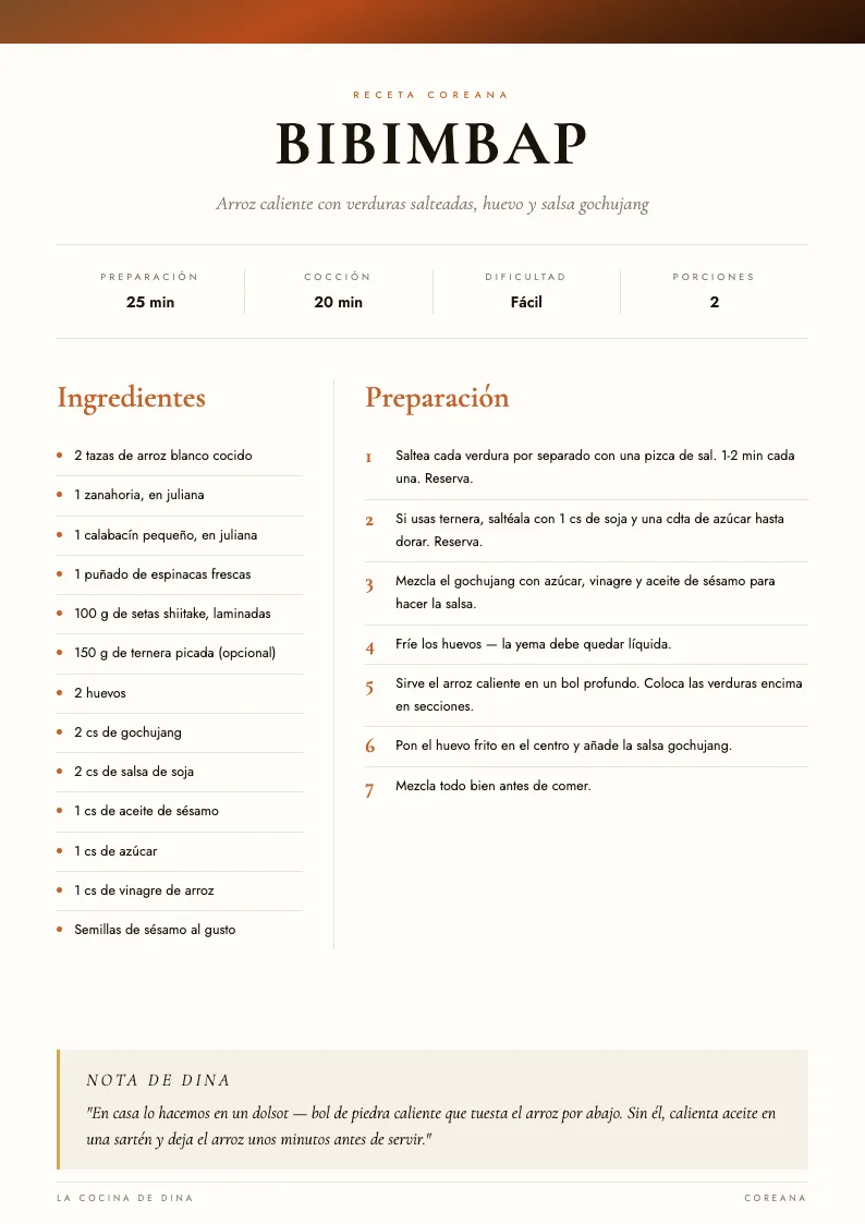 Receta de Bibimbap